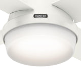 Hunter Fan Dempsey Low Profile Ceiling Fans with Lights and Remote, Flush Mount Ceiling Fan with Lights, Metal, Brushed Nickel Finish, 44 Inch LED