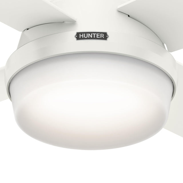 Hunter Fan Dempsey Low Profile Ceiling Fans with Lights and Remote, Flush Mount Ceiling Fan with Lights, Metal, Brushed Nickel Finish, 44 Inch LED