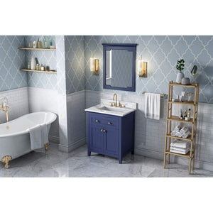Jeffrey Alexander VKITCHA30BLCQR 30" Hale Blue Chatham Vanity, Calacatta Vienna Quartz Vanity Top, undermount rectangle bowl