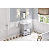 Jeffrey Alexander VKITWAV30GRWCR 30" Grey Wavecrest Vanity, White Carrara Marble Vanity Top, undermount rectangle bowl