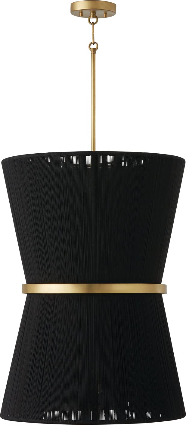 Capital Lighting 541261KP Cecilia 6 Light Foyer Black Rope and Patinaed Brass