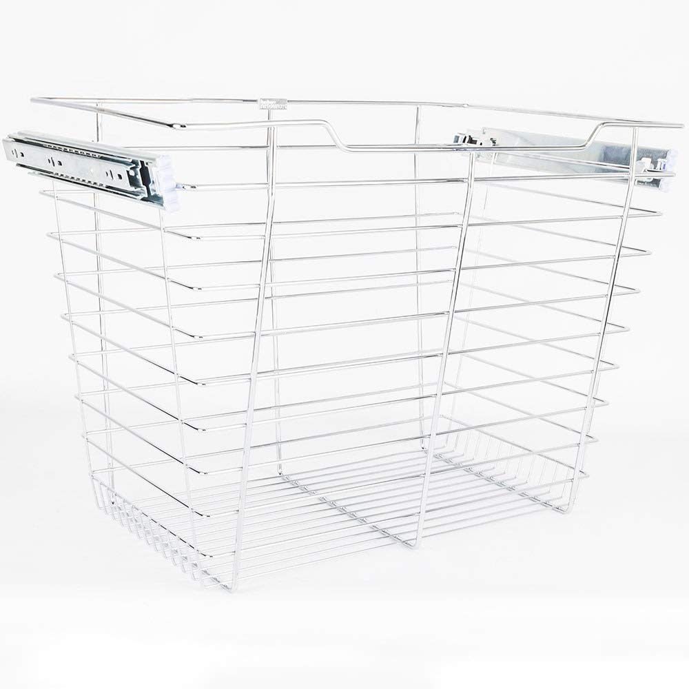 Hardware Resources POB1-162317CH Chrome Closet Pullout Basket with Slides 16"D x 23"W x 17"H