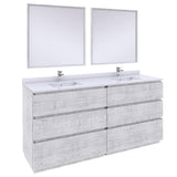 Fresca FVN31-3636RWH-FC Fresca Formosa 72" Floor Standing Double Sink Modern Bathroom Vanity w/ Mirrors in Rustic White