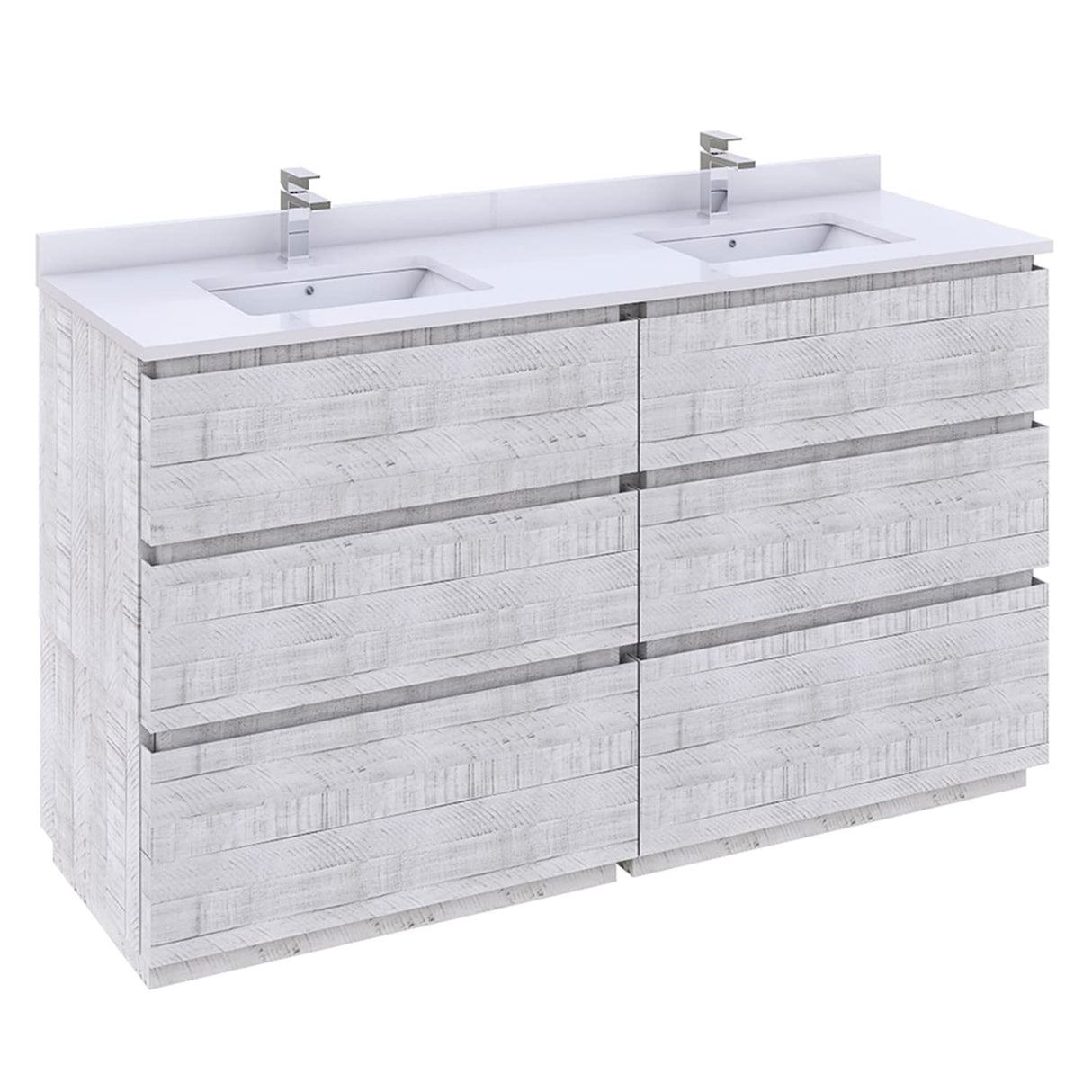 Fresca FCB31-3030RWH-FC Fresca Formosa 58" Floor Standing Double Sink Modern Bathroom Cabinet in Rustic White