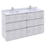 Fresca FCB31-3030RWH-FC Fresca Formosa 58" Floor Standing Double Sink Modern Bathroom Cabinet in Rustic White