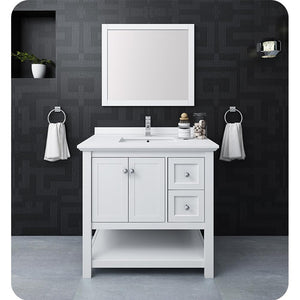 Fresca FVN2336WH Fresca Manchester 36" White Traditional Bathroom Vanity w/ Mirror