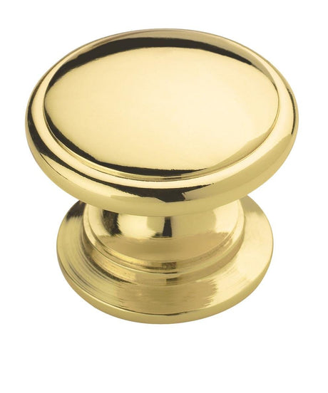 Amerock Cabinet Knob Polished Brass 1-1/4 inch (32 mm) Diameter Ravino 1 Pack Drawer Knob Cabinet Hardware