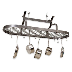 Enclume PR33WG SS Scroll Arm Oval Ceiling Pot Rack w/ 24 Hooks SS