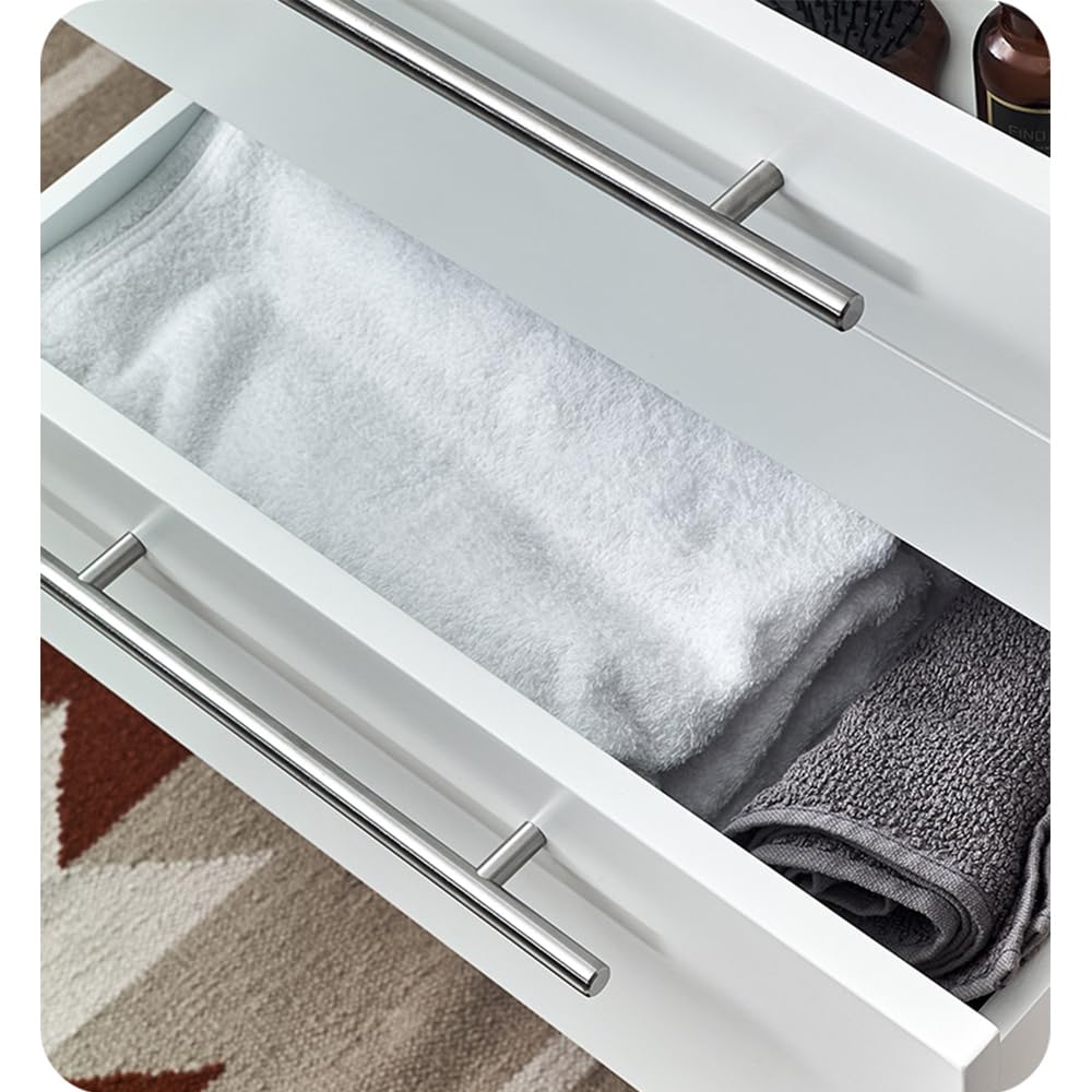 Fresca FVN6130WH-VSL Fresca Lucera 30" White Wall Hung Vessel Sink Modern Bathroom Vanity w/ Medicine Cabinet