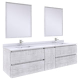 Fresca FVN31-301230RWH Fresca Formosa 72" Wall Hung Double Sink Modern Bathroom Vanity w/ Mirrors in Rustic White