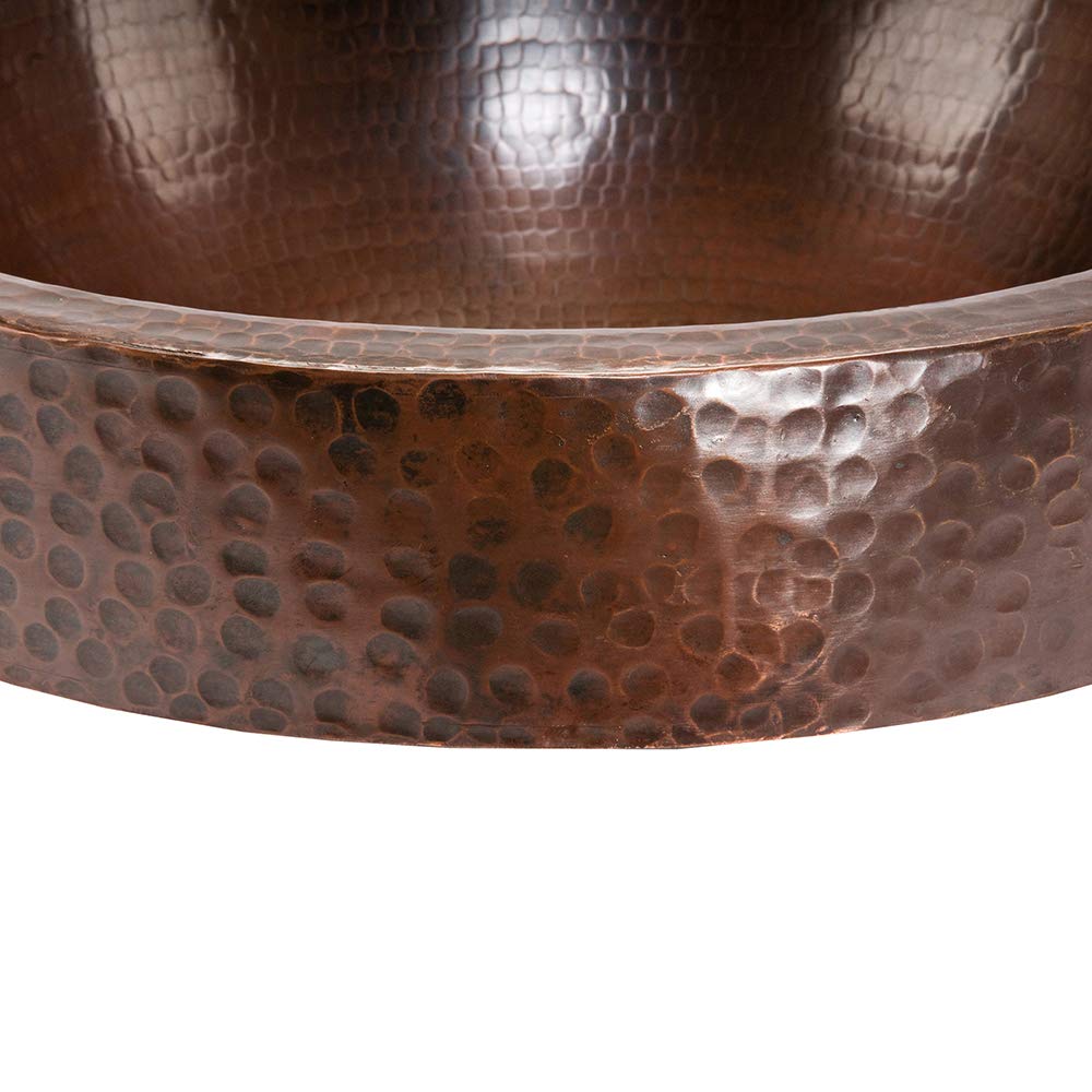 Premier Copper Products VO17SKDB Oval Skirted Vessel Hammered Copper Sink, Oil Rubbed Bronze