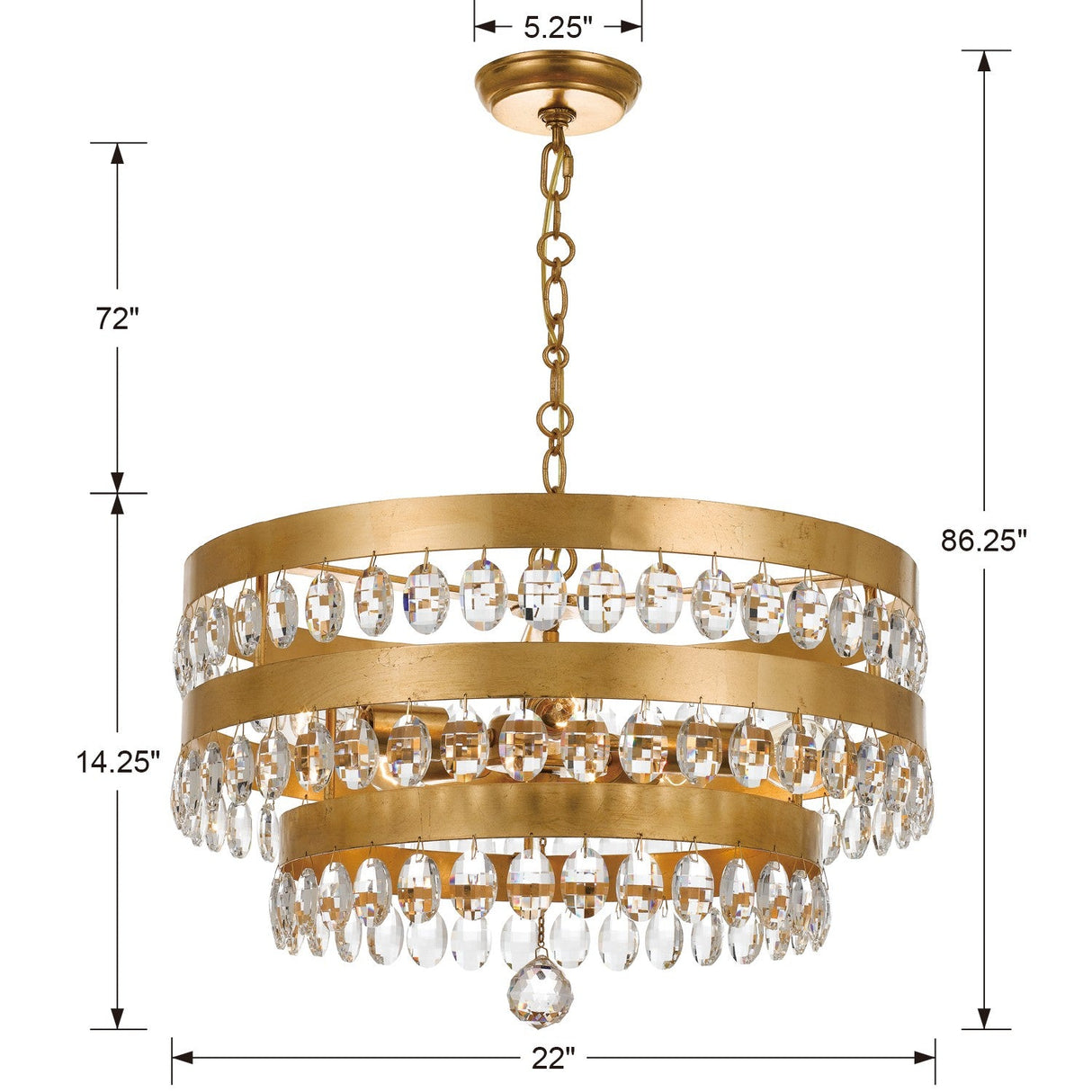 Perla 5 Light Antique Gold Chandelier 6106-GA