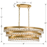 Perla 6 Light Antique Gold Linear Chandelier 6107-GA