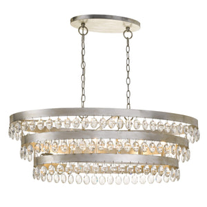 Perla 6 Light Antique Silver Linear Chandelier 6107-SA