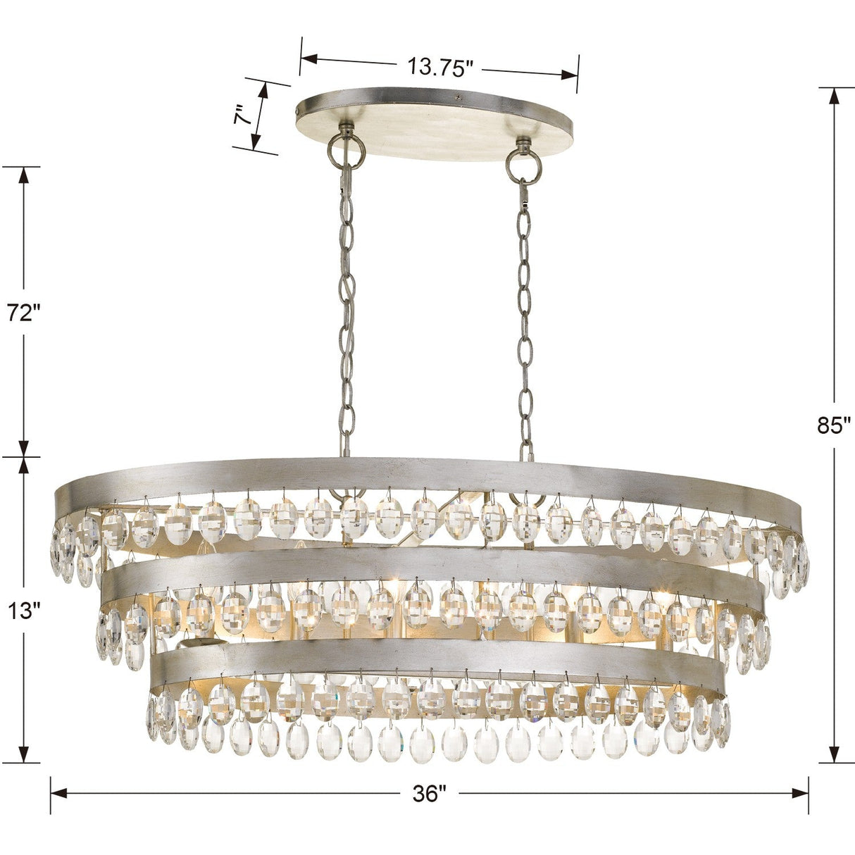 Perla 6 Light Antique Gold Linear Chandelier 6107-GA