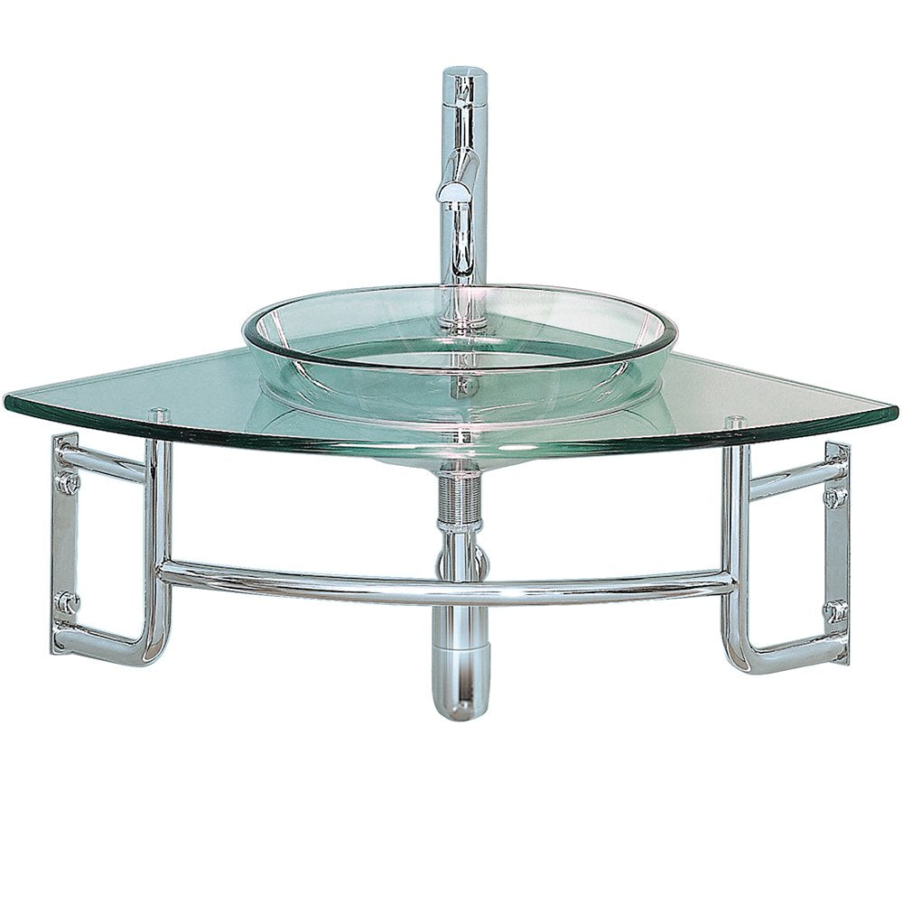 Fresca FVN1040 Fresca Ordinato 24" Corner Mount Modern Glass Bathroom Vanity