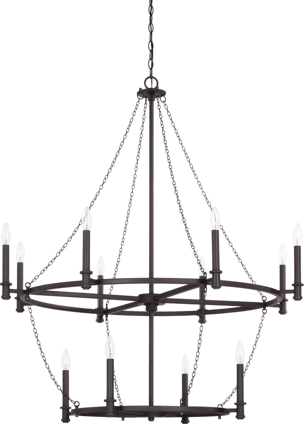 Capital Lighting 528701BI Lancaster 12 Light Chandelier Black Iron