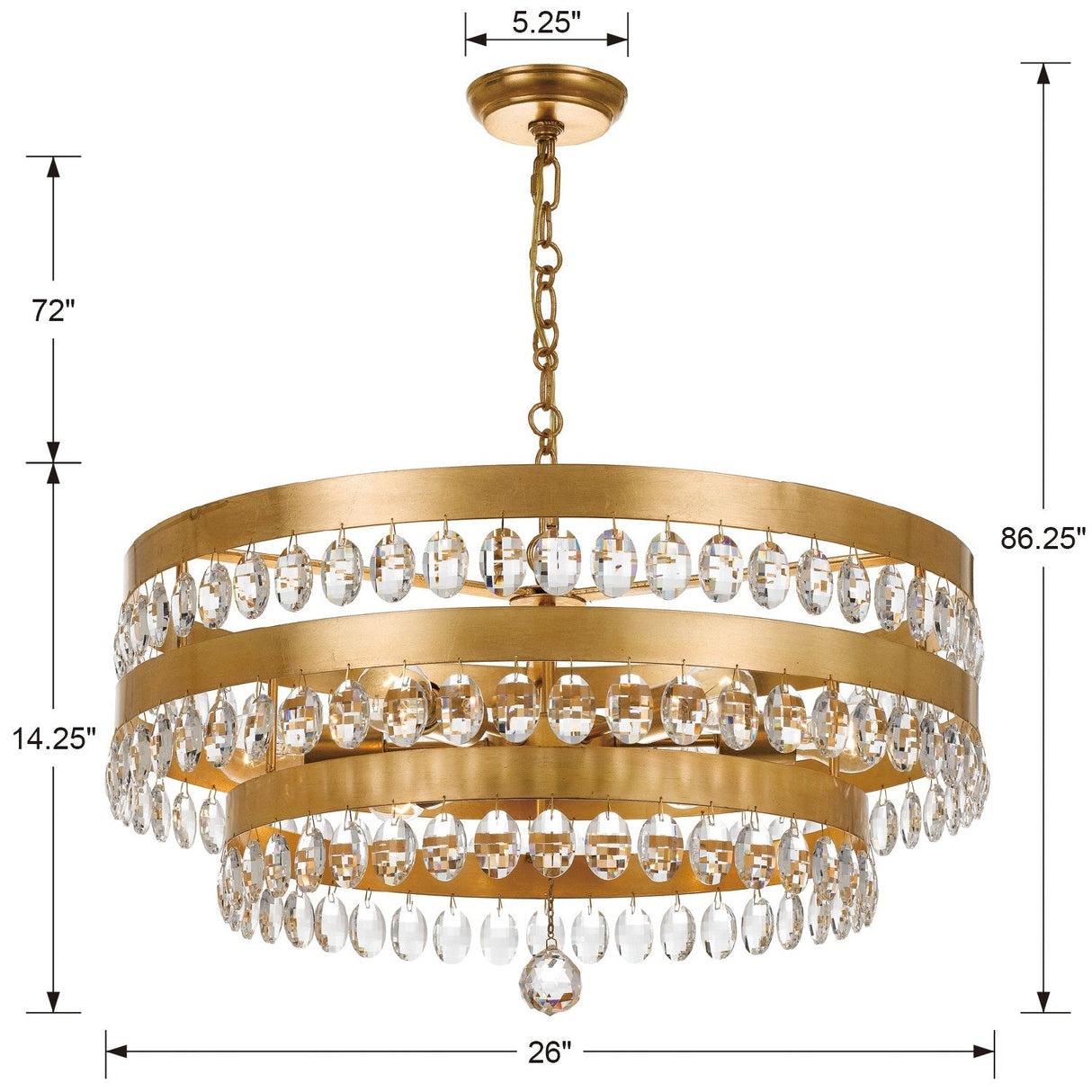 Perla 6 Light Antique Gold Chandelier 6108-GA