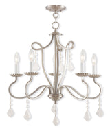 Livex Lighting 40775-91 Transitional Five Light Chandelier from Callisto Collection in Pwt, Nckl, B/S, Slvr. Finish, Brushed Nickel