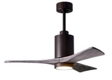 Matthews Fan PA3-TB-BW-42 Patricia-3 three-blade ceiling fan in Textured Bronze finish with 42” solid barn wood tone blades and dimmable LED light kit 