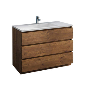 Fresca FCB9348RW-I Fresca Lazzaro 48" Rosewood Free Standing Modern Bathroom Cabinet w/ Integrated Sink