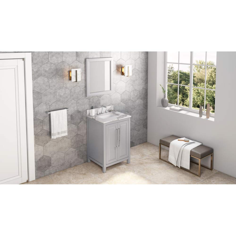Jeffrey Alexander VKITCAD24GRCQR 24" Grey Cade Vanity, Calacatta Vienna Quartz Vanity Top, undermount rectangle bowl