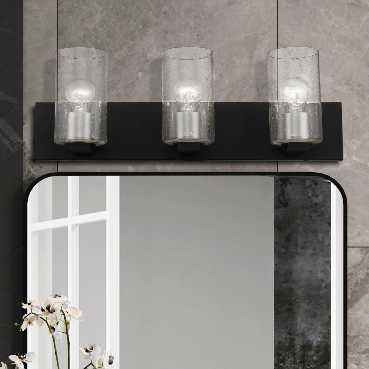 Livex Lighting 18473-04 Zurich Bathroom Vanity Light Black with Brushed Nickel Accents