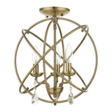 Livex Lighting 40904-01 Aria 3 Light 16 inch Antique Brass Convertible Chandelier / Semi Flush Ceiling Light
