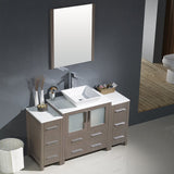 Fresca FVN62-123012GO-VSL Fresca Torino 54" Gray Oak Modern Bathroom Vanity w/ 2 Side Cabinets & Vessel Sink