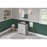 Jeffrey Alexander VKITSAV30GRBGR 30" Grey Savino Vanity, Black Granite Vanity Top, undermount rectangle bowl