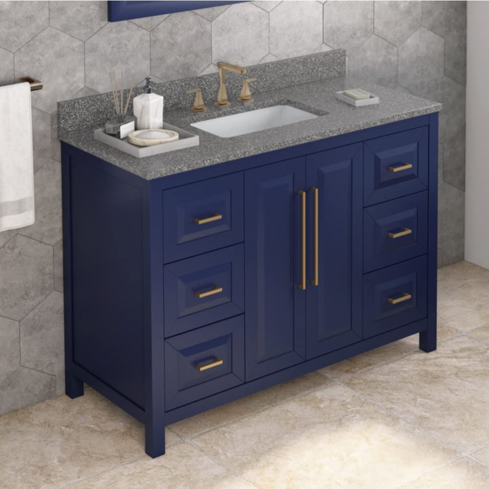 Jeffrey Alexander VKITCAD48BLBOR 48" Hale Blue Cade Vanity, Boulder Cultured Marble Vanity Top, undermount rectangle bowl