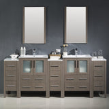 Fresca FVN62-72GO-UNS Fresca Torino 84" Gray Oak Modern Double Sink Bathroom Vanity w/ 3 Side Cabinets & Integrated Sinks