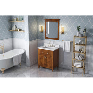 Jeffrey Alexander VKITCHA30CHCQR 30" Chocolate Chatham Vanity, Calacatta Vienna Quartz Vanity Top, undermount rectangle bowl