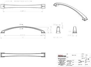 Jeffrey Alexander 944-224BG 224 mm Center-to-Center Brushed Gold Arched Roman Cabinet Pull