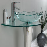 Fresca FVN1036 Fresca Netto 24" Modern Glass Bathroom Vanity w/ Wavy Edge Vessel Sink