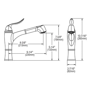 Elkay LKEC1042PN Explore Single Hole Bar Faucet with Pull-out Spray and Lever Handle, Polished Nickel