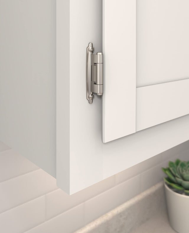 Amerock BPR7630G10 Reverse Bevel Face Mount Cabinet Hinge Variable Overlay Self Closing Face Mount Satin Nickel Kitchen Cabinet Door Hinge 1 Pair/2 Pack Functional Hardware
