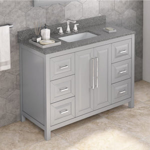 Jeffrey Alexander VKITCAD48GRBOR 48" Grey Cade Vanity, Boulder Cultured Marble Vanity Top, undermount rectangle bowl