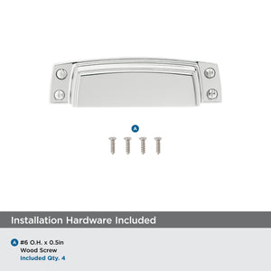 Amerock Cabinet Cup Pull Polished Chrome 3-1/2 inch (89 mm) Center to Center Highland Ridge 1 Pack Drawer Pull Drawer Handle Cabinet Hardware