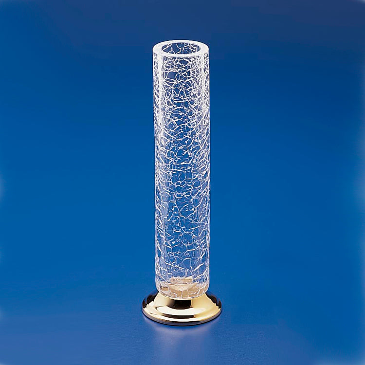 Satin Nickel Tall Crackled Glass Bathroom Vase