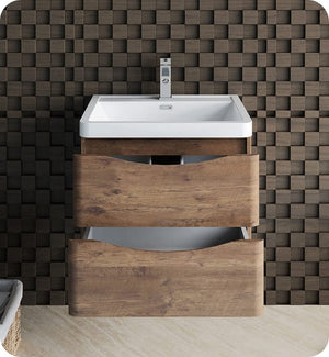 Fresca FCB9024RW-I Fresca Tuscany 24" Rosewood Wall Hung Modern Bathroom Cabinet w/ Integrated Sink