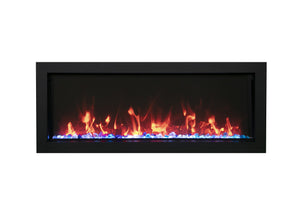 Amantii BI-60-XTRASLIM Panorama Xtraslim Full View Smart Electric  - 60" Indoor /Outdoor WiFi Enabled  Fireplace, featuring a MultiFunction Remote, Multi Speed Flame Motor, Glass Media & a Black Trim