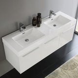 Fresca FCB8093GO-D Fresca Vista 60" Gray Oak Wall Hung Double Sink Modern Bathroom Cabinet