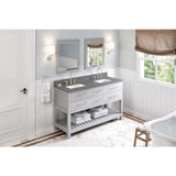 Jeffrey Alexander VKITWAV60GRBOR 60" Grey Wavecrest Vanity, double bowl, Boulder Cultured Marble Vanity Top, two undermount rectangle bowls