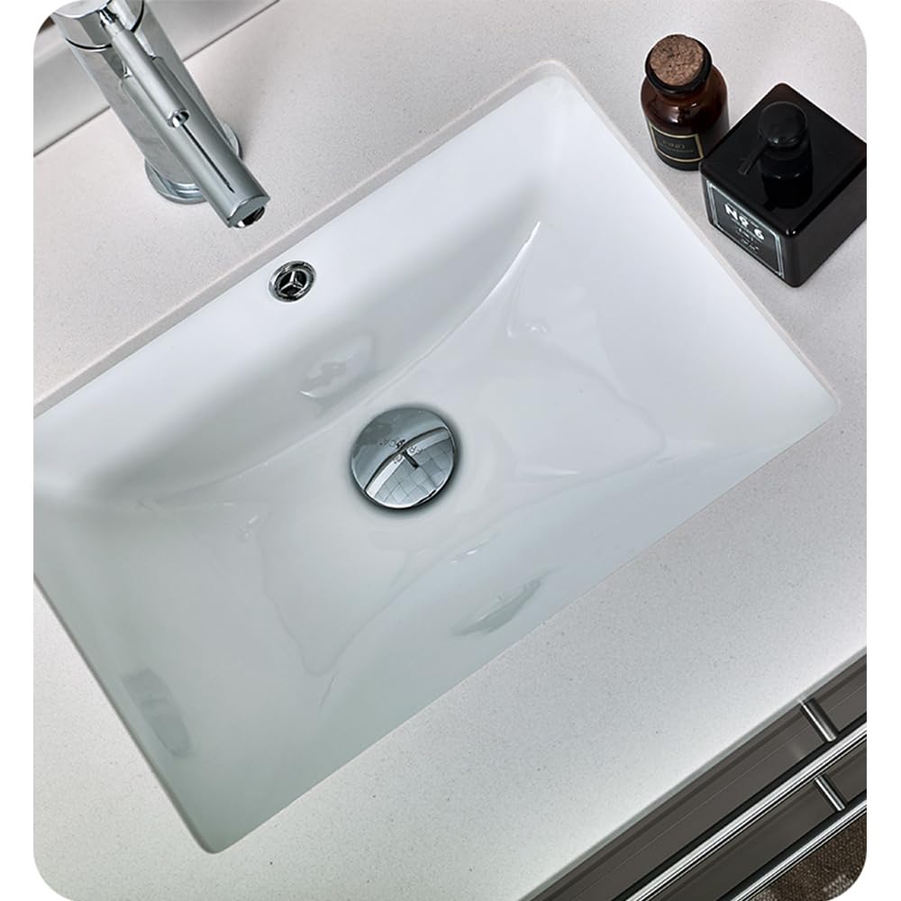 Fresca FVN6130GR-UNS Fresca Lucera 30" Gray Wall Hung Undermount Sink Modern Bathroom Vanity w/ Medicine Cabinet