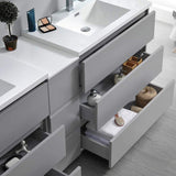 Fresca FVN93-301230GR-D Fresca Lazzaro 72" Gray Free Standing Double Sink Modern Bathroom Vanity w/ Medicine Cabinet