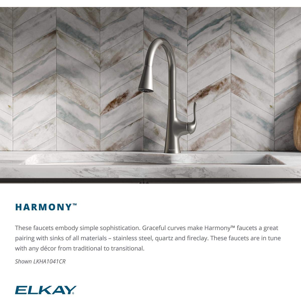 Elkay LKHA4031AS Harmony Antique Steel Single Lever Pull-down Spray Kitchen Faucet
