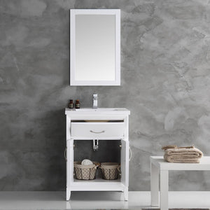 Fresca FVN2124WH Fresca Cambridge 24" White Traditional Bathroom Vanity w/ Mirror