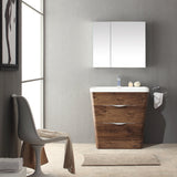 Fresca FVN8532RW Fresca Milano 32" Rosewood Modern Bathroom Vanity w/ Medicine Cabinet