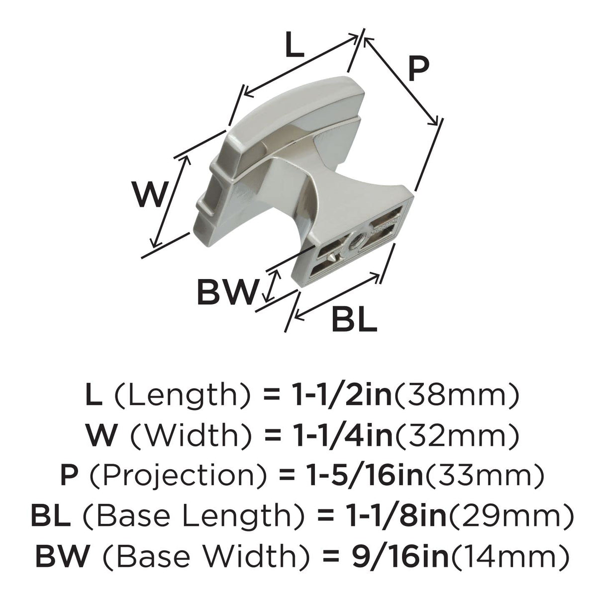 Amerock Cabinet Knob Satin Nickel 1-1/2 inch (38 mm) Length Davenport 1 Pack Drawer Knob Cabinet Hardware